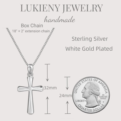 Sterling Silver Cross Necklace for Women 925 Sterling Silver Simple Classic Cross Pendant Necklace Handmade Crosses Religious Jewelry