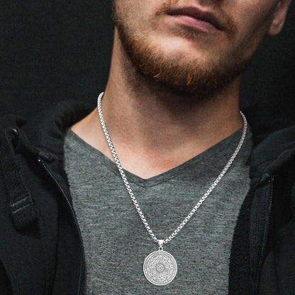 St Michael Necklace for Men, Seal of the 7 Archangels Pendant Protect Necklace Stainless Steel Mens Spiritual Talisman Protection Amulet Healing Jewelry Saint Michael Pendants