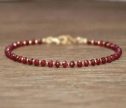 Ruby Bracelet Gold Filled Rose Gold or Sterling Silver Beads Bracelet