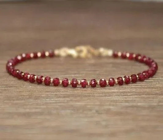 Ruby Bracelet Gold Filled Rose Gold or Sterling Silver Beads Bracelet