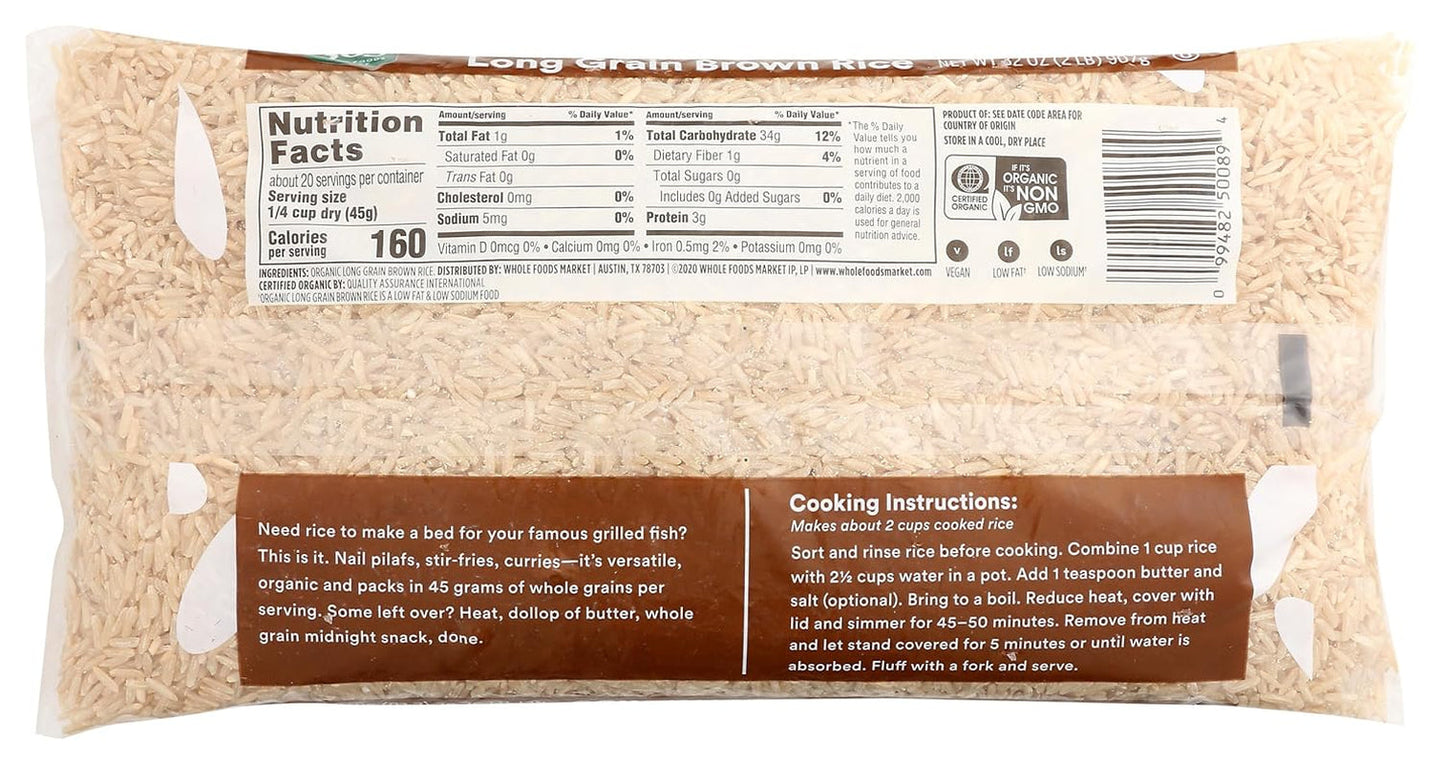 , Organic Long Grain Brown Rice, 32 Ounce