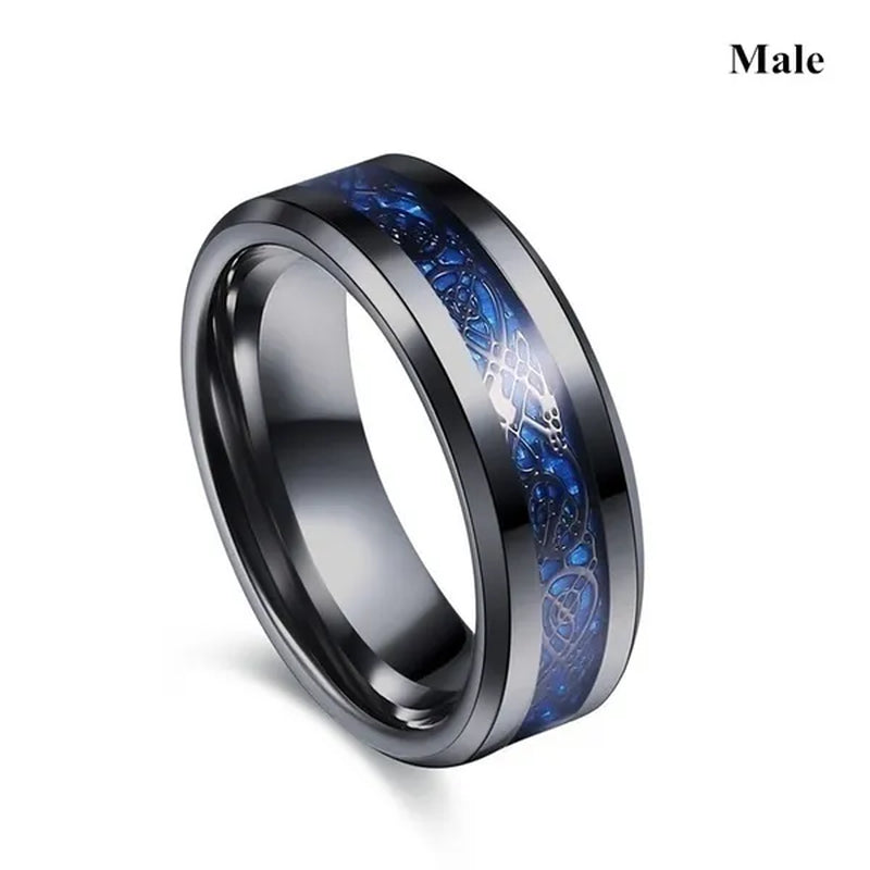 Rings Charm Couple Ring Stainless Steel Men's Ring Blue Color Sapphire Women's Wedding Ring Sets