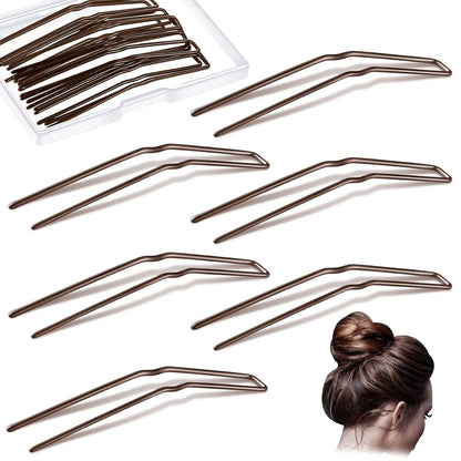 36 Count Hair Pins, 3 Inches Metal U Shaped Hair Styling Pins for Updo Bun, Ballet Buns Bobby Pins for Women Girls Ladies, Thick Curly Hair, Brown