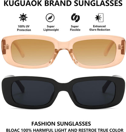 Retro Rectangle Sunglasses Women and Men Vintage Small Square Sun Glasses UV Protection Glasse