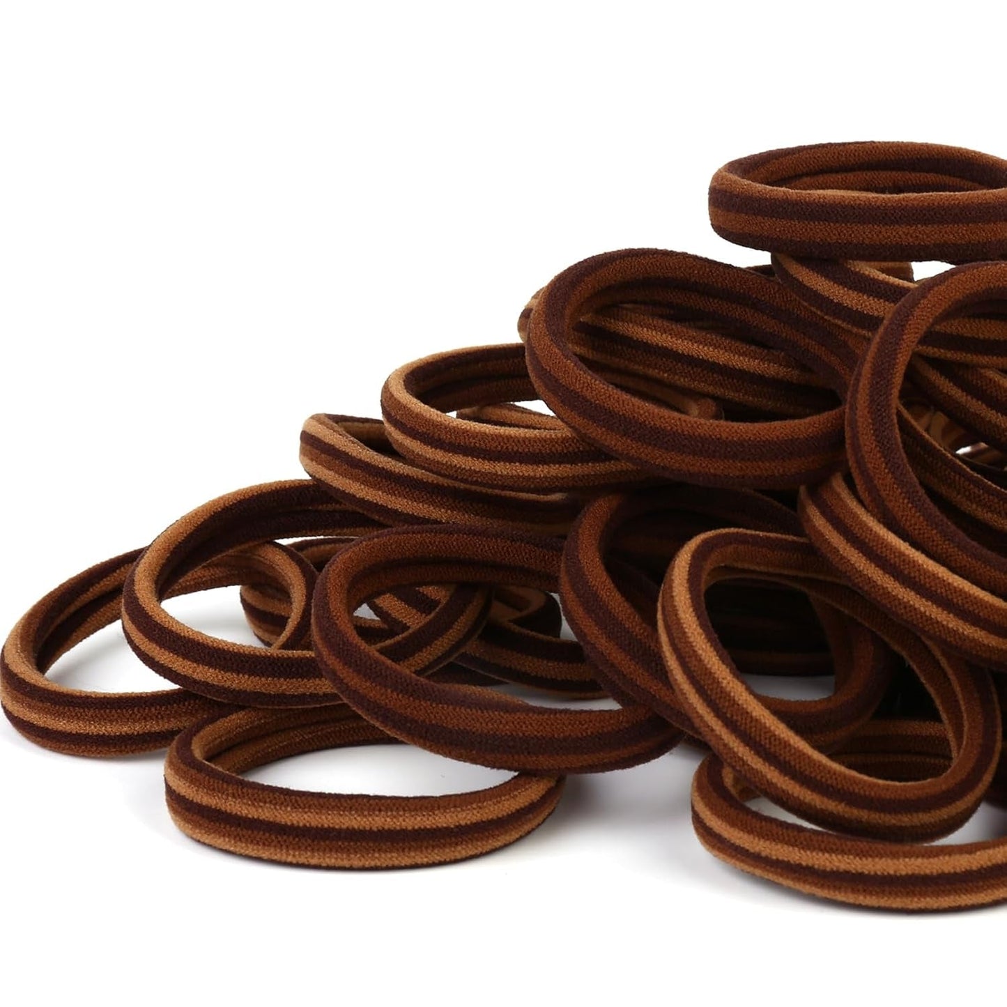 50PCS Thick Hair Ties, Cotton Hair Bands for Thick Curly Heavy Hair, Brown, 2 Inch in Diameter, No Damage, Seamless, Two Color MIXTURE, Lasting Fashion