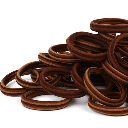 50PCS Thick Hair Ties, Cotton Hair Bands for Thick Curly Heavy Hair, Brown, 2 Inch in Diameter, No Damage, Seamless, Two Color MIXTURE, Lasting Fashion