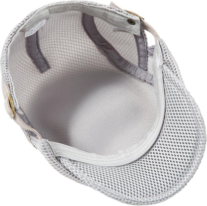 Men'S Breathable Mesh Summer Hat Adjustable Newsboy Beret Ivy Cap Cabbie Flat Cap Gatsby Driving Hunting Hats