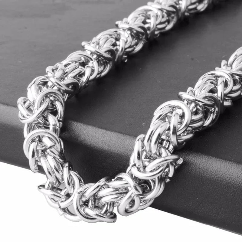 6Mm 8Mm 10Mm Wide 16-32 Inches Custom Size Men'S Cool Stainless Steel Silver Color round Byzantine Chain Necklace