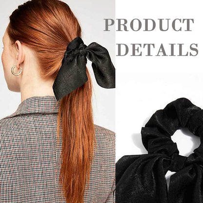 6PCS Hair Scrunchies Satin Silkrabbit Bunny Ear Bow Bowknot Scrunchie Bobbles Elastic Hair Ties Bands Ponytail Holder for Women Accessories 01 Classic Color