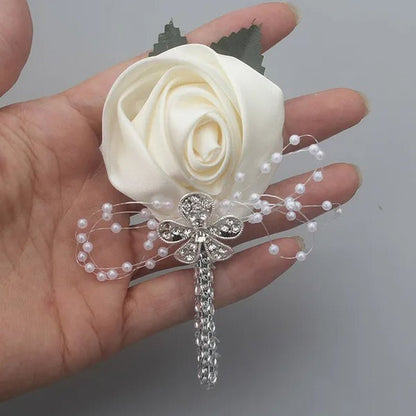 6piece/Pack Custom Made Flower Lapel Pin Mens Wedding Boutonniere Handmade Wedding Brooch Buttonhole Grooms Boutonnieres XH0677Y
