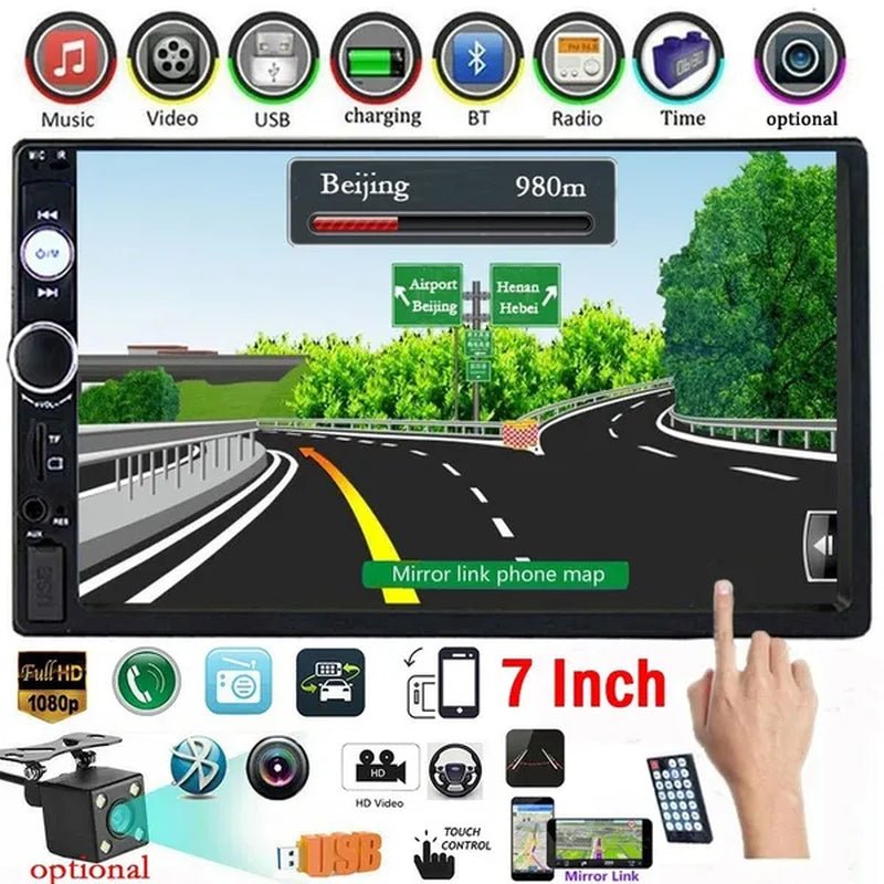 7" 2 Din Car Multimedia Player Audio Stereo Radio HD MP5 Touch Screen Mirror Link Bluetooth USB FM Autoradio - WORLD TIME VISITS