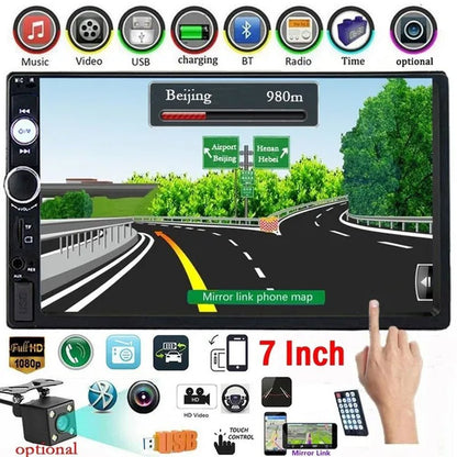 7" 2 Din Car Multimedia Player Audio Stereo Radio HD MP5 Touch Screen Mirror Link Bluetooth USB FM Autoradio