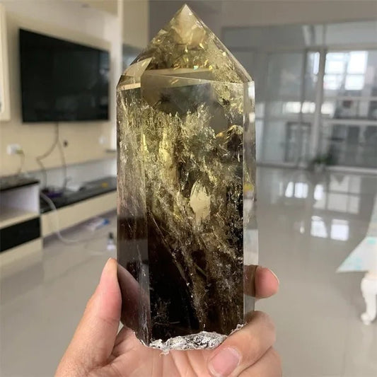 700 - 1000g Large Smoky Citrine Crystal Point Obelisk Natural Polished Healing Magic Witchy Home Decor - WORLD TIME VISITS