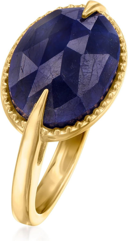 7.00 Carat Sapphire Ring in 18Kt Gold over Sterling