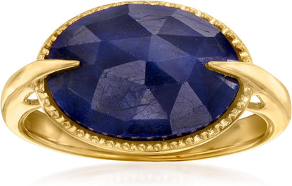 7.00 Carat Sapphire Ring in 18Kt Gold over Sterling - WORLD TIME VISITS