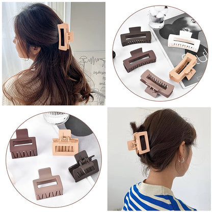 12 Pcs Rectangle Clips, Accessories for Women and Girls, Including 6 Pcs 4 Inch Large Clips for Thick Hair and 6 Pcs 2 Inch Small Clips for Thin Hair (Neutral)