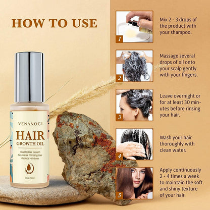 Biotin, Castor & Rosemary Oil for Hair Growth for Women, Hair Loss Treatments for Dry Damaged Hair and Growth, Serum for Thicker Longer Fuller Healthier Hair, All Natural Vitamin Rich Treatment