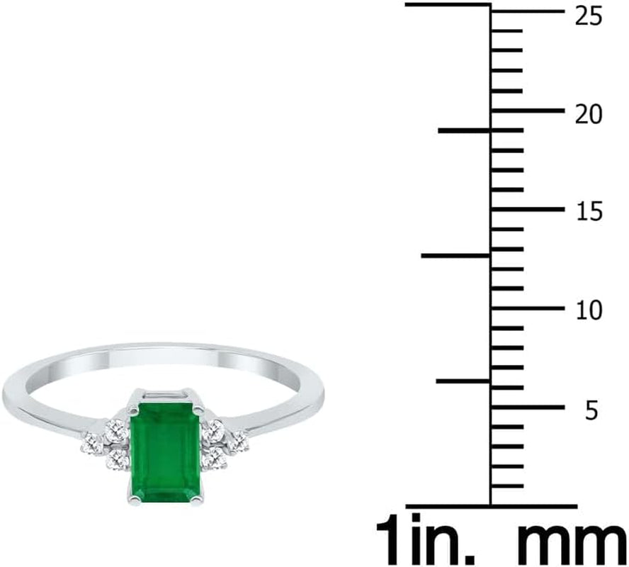 Gemstone and Diamond Ring in 10K White Gold (Available in Emerald, Sapphire, Blue Topaz, Amethyst, and More)