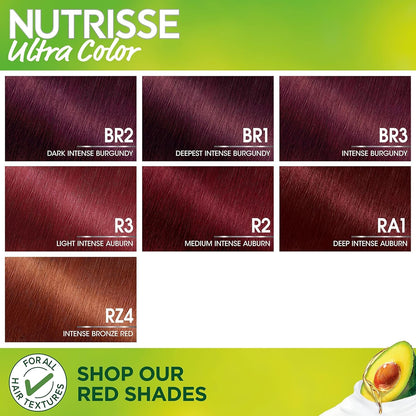 Hair Color Nutrisse Ultra Color Nourishing Creme, BR1 Deepest Intense Burgundy (Acai Berry) Red Permanent Hair Dye, 1 Count (Packaging May Vary)