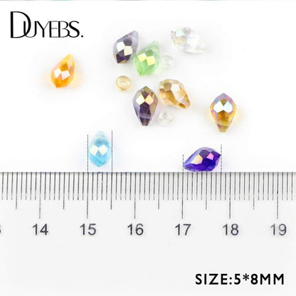 58Mm Austrian Crystal Teardrop Glass Beads 50Pcs Briolette Waterdrop Pendant Loose Beads for Jewelry Making Bracelet DIY - (Color: Gold Champagne)