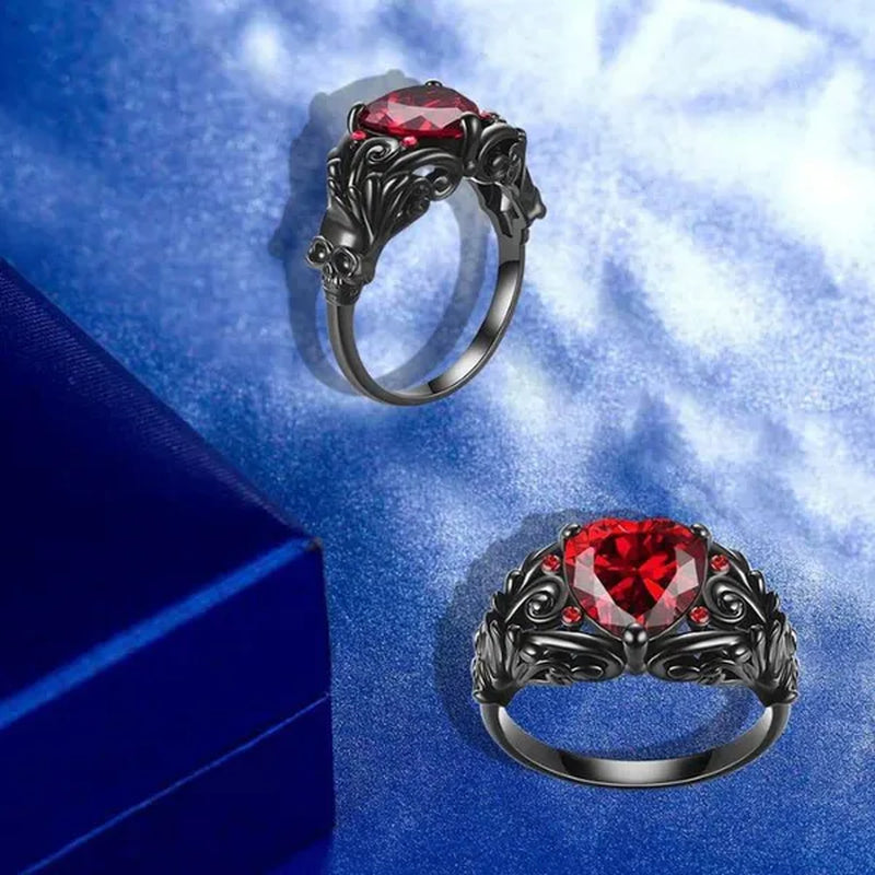 Gothic Retro Black Gold Lover Red Purple Crystal Zircon Christmas Valentine'S Day Engagement Women'S Jewelry Statement Cocktail Party Bicycle Ring