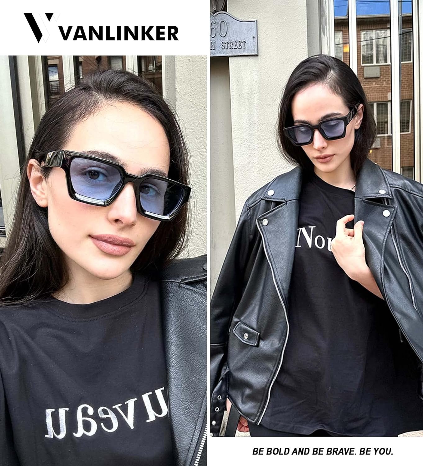 Thick Square Sunglasses for Men Women Retro Chunky Rectangle Shades UV400 Protection VL9731