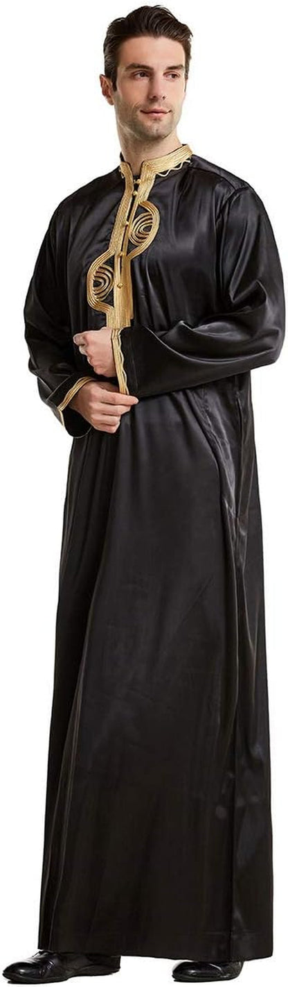 Men'S Muslim Clothes Durable Kaftan Robe Dubai Long Gown Ethnic Clothes,1Pc Soft Robe