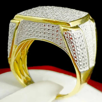 Cut Sim Diamond 14k Gold Plated 925 Silver Men's Pinky Band Wedding Ring