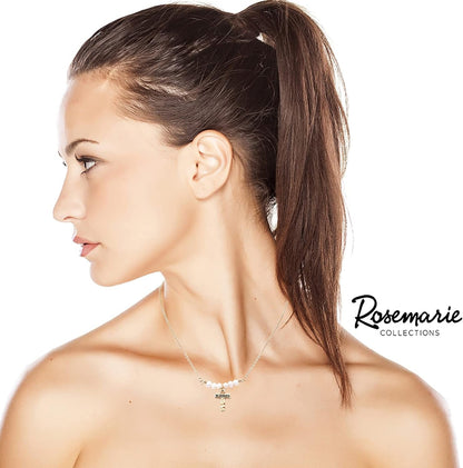 Women'S Stunning Inspirational Religious Blessed Cross Pendant with Freshwater Pearls Necklace, 15"+ 3" Extender