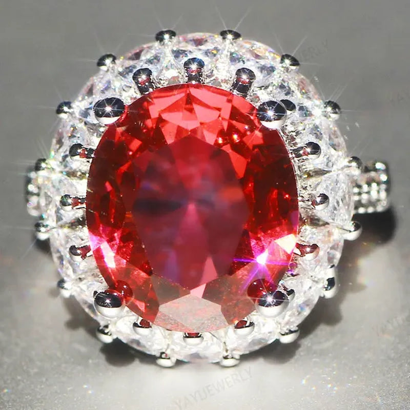 Unique Silver Natural Ruby Gemstones Birthstone Bride Princess Wedding Engagement Strange Ring Size 6 7 8 9 10