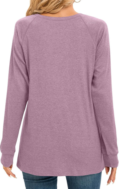 Women Long Sleeve Shirts Casual Tops Dressy Blouses Fashion Pleated Tunic