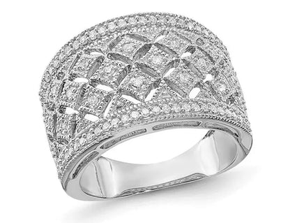 1/3 Carat (ctw) Diamond Cocktail Ring Band in Sterling Silver - WORLD TIME VISITS