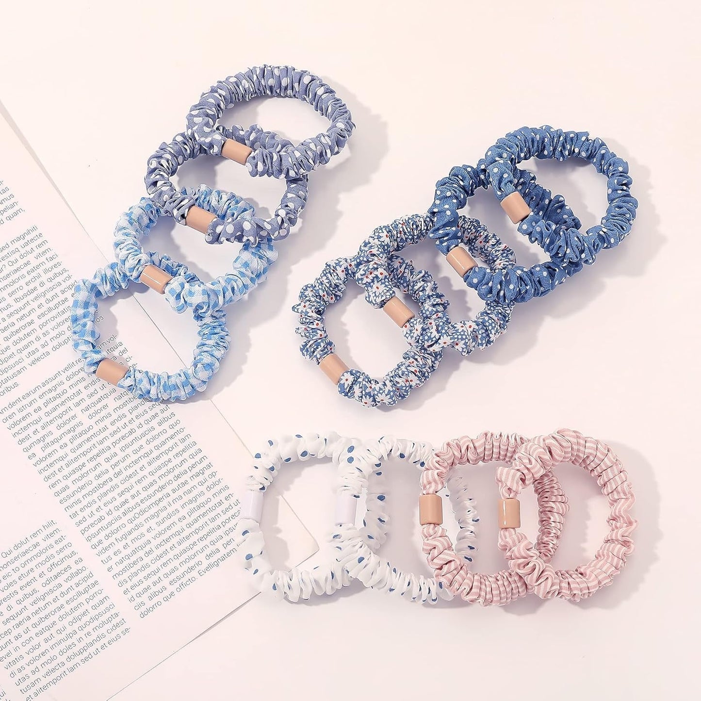 Hair Ties Scrunchies - Small Mini Scrunchy for Women Thick Hair Accessories Cute Soft No Slip Hair Elastics Ponytail Holder for Curly Hair No Damage Hairties Gift for Girls
