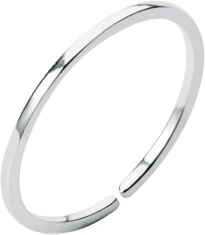 Minimalist 1Mm Midi Thin Open Band Ring S925 Sterling Silver Adjustable Stacking Wedding Promise Rings for Women Men