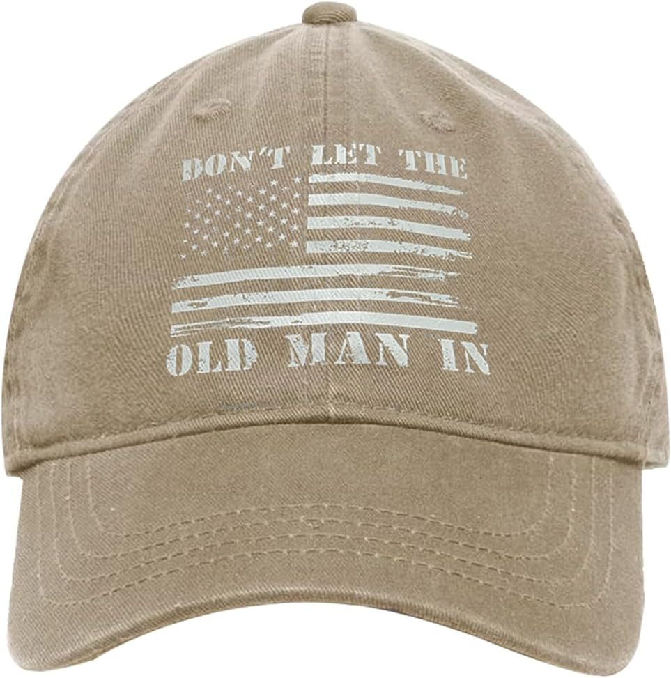 Vintage Baseball Cap Dad Hat,Old Man in Hat for Men Women,American Flag Washed Cotton Sun Hats. (Cotton, Khaki) - WORLD TIME VISITS