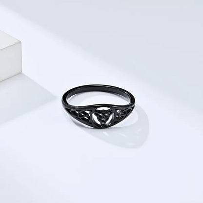 Women Men Viking Celtic Triquetera Knot Ring Titanium Stainless Steel Hollow Out Eternity Eternal Irish Celtic Knot Rings Engagement & Wedding Band US Size 6-11 Silver / Black / Rose Gold