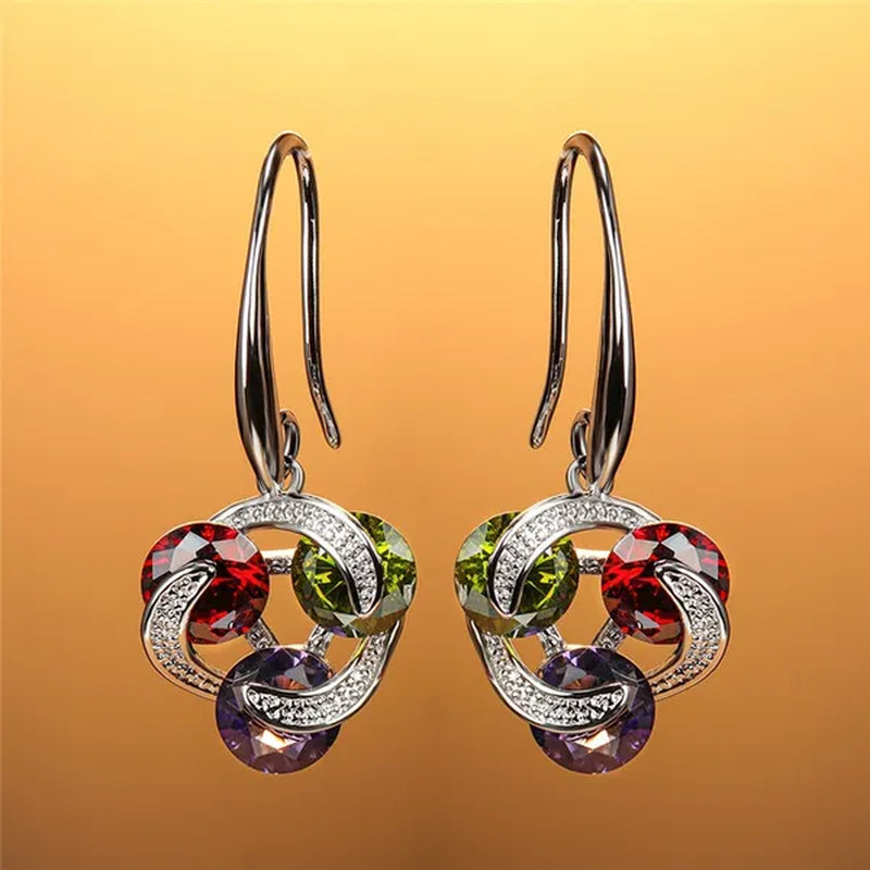 2020 New Fashion Mysterious Amethyst Peridot Ruby Drop Pendant Earrings Sterling Silver 925 Chic Diamond Charm Jewelry Surprise Gift