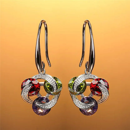 2020 New Fashion Mysterious Amethyst Peridot Ruby Drop Pendant Earrings Sterling Silver 925 Chic Diamond Charm Jewelry Surprise Gift