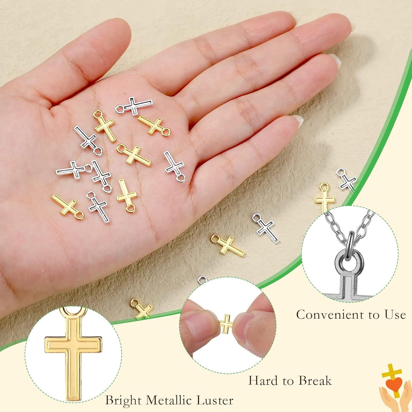 200 Pcs 16 X 8 Mm Mini Cross Charm Alloy Cross Mini Pendant Beads for Jewelry Making Crafting Findings Handmade Craft DIY