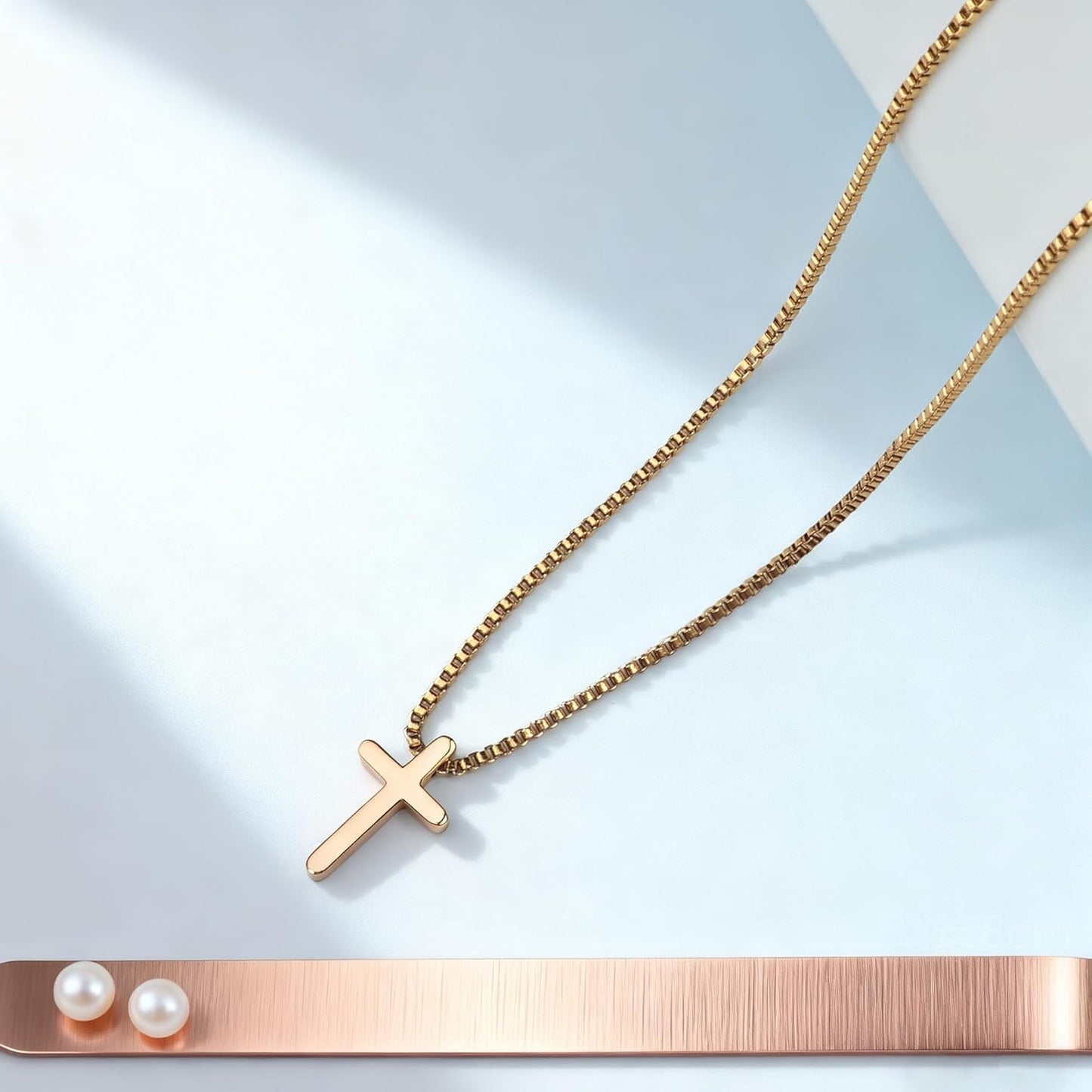 Crown Cross Necklace for Women, 14K Gold Silver Cubic Zirconia Crown Cross Necklace, Diamond Gold Silver Cross Necklaces, Dainty Cross Faith Simple Trendy Charm Jewelry Gift for Women