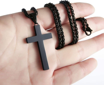 Stainless Steel Cross Pendant Necklace for Men Boys, Christian Cross Pendant with 16-24 Inches Chain Cross Necklace Jewelry Gifts