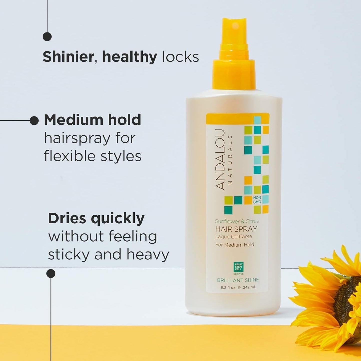 Brilliant Shine Hair Spray, Sunflower & Citrus, Styling and Hair Shine Spray with Medium Hold, Tames Frizzy Hair & Flyaways, Quick Drying & Non-Sticky, Cruelty Free, 8.2 Fl Oz - WORLD TIME VISITS