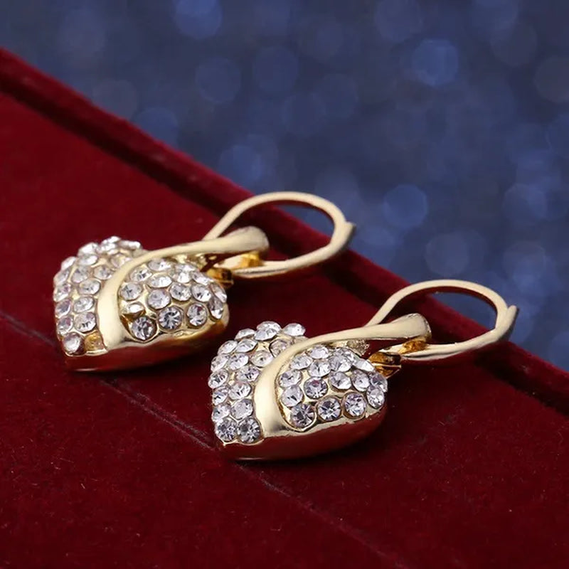 Heart Jewelry Set Necklace Earings Women Dress Accessories Fine Sapphire Ruby Vintage Crystal Wedding Sets