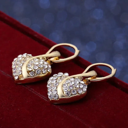Heart Jewelry Set Necklace Earings Women Dress Accessories Fine Sapphire Ruby Vintage Crystal Wedding Sets