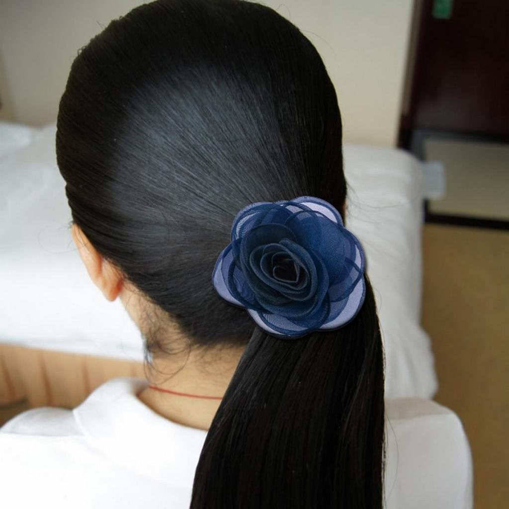 Rose Flower Hair Clips, Brooches, and Pins with Blue Accent | Versatile Floral Accessories for Women