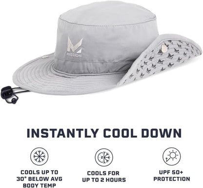 Cooling Bucket Hat - Unisex Wide-Brim Hat for Men & Women - Lightweight, Foldable & Durable - Cools up to 2 Hours