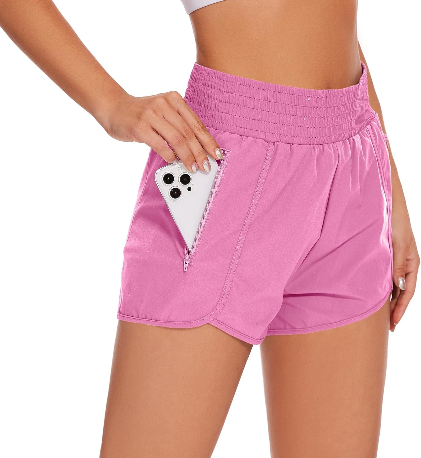 Women'S Athletic Shorts High Waisted Running Shorts with Pockets Sports Short Gym Elastic Workout Shorts