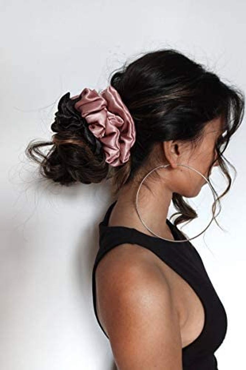 6 Pieces Satin Silk Scrunchies for Hair, Big Hair Scrunchies Satin Hair Ties Ponytail Holder No Hurt Your Hair Wedding Bridal Silk Hair Ties