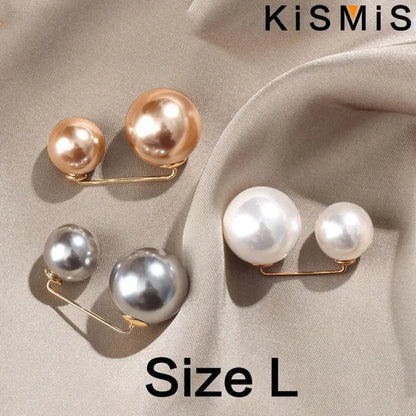 KISMIS 1/2/4Pcs Double Pearl Pins for Women Designer Female Brooches Clothing Accessories Simulated Pearl Sweater Knit Shirt Jewelry