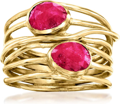 Gemstone Highway Ring in 18Kt Gold over Sterling - WORLD TIME VISITS